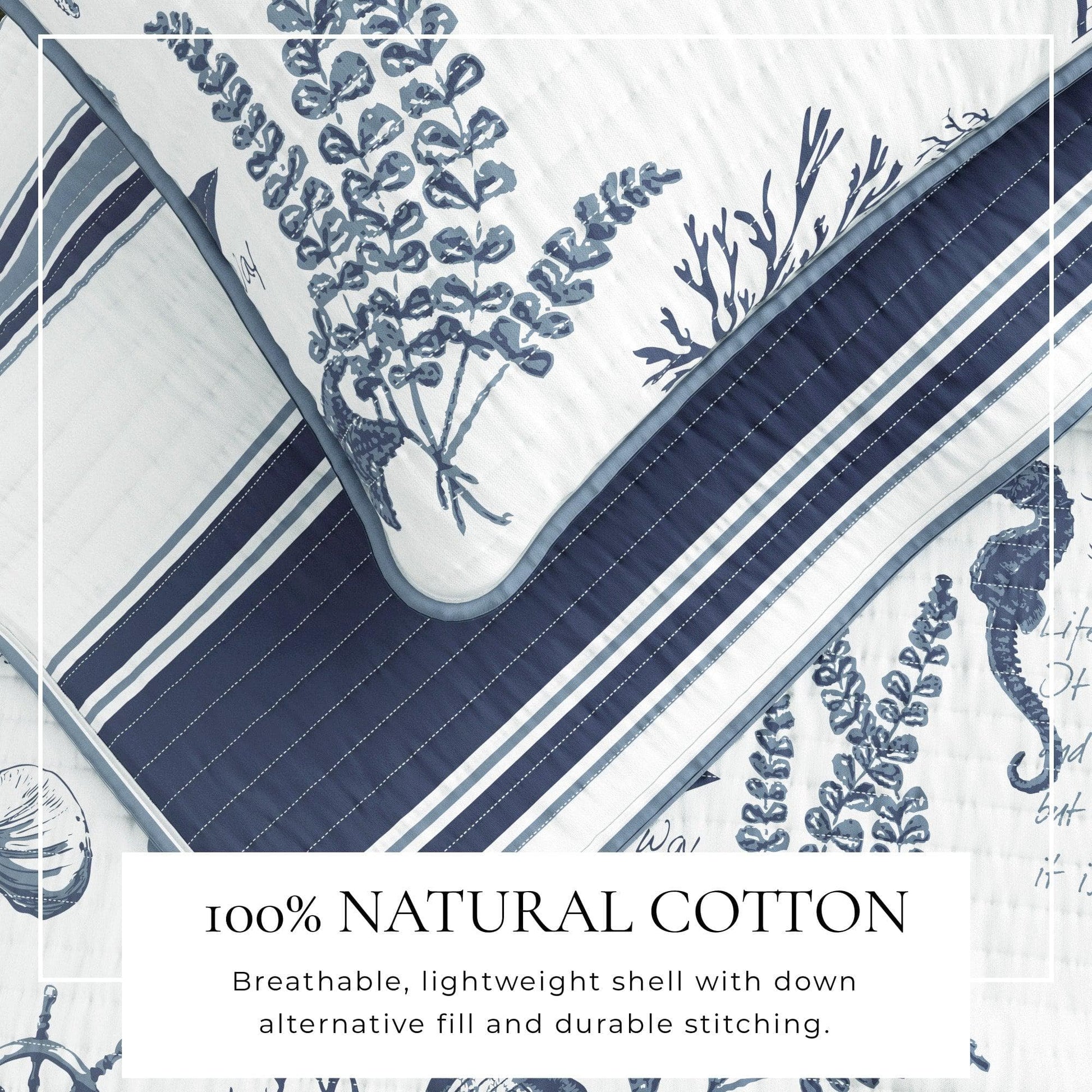 Sleep City Twin / Twin XL / Seacoast Memories Quilts & Comforters Coastal Printed Cotton Quilt Set - Calypso Collection Great Bay Home