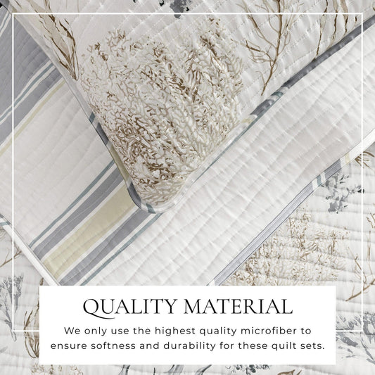 Sleep City Twin / Twin XL / Sea Maze Quilts & Comforters Coral Sea Maze Coastal Quilt Set - Newcomb Collection Great Bay Home