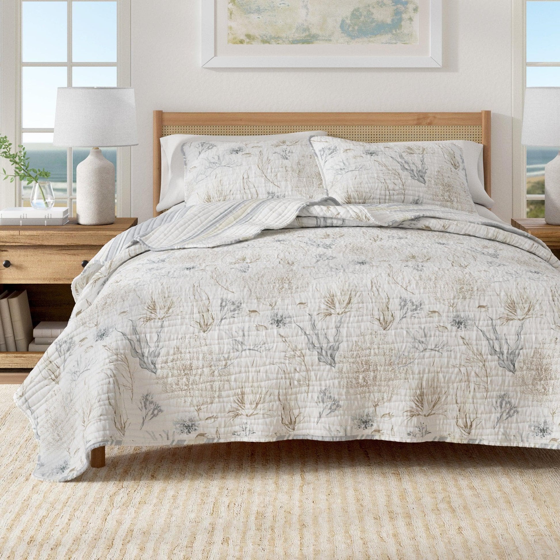 Sleep City Twin / Twin XL / Sea Maze Quilts & Comforters Coral Sea Maze Coastal Quilt Set - Newcomb Collection Great Bay Home