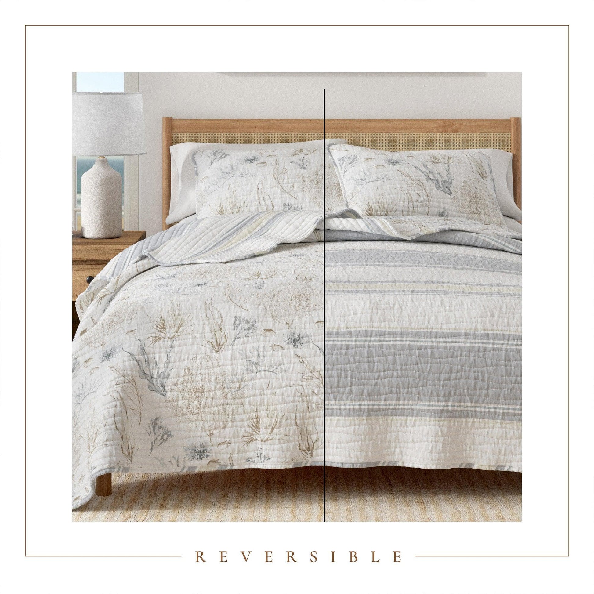 Sleep City Twin / Twin XL / Sea Maze Quilts & Comforters Coral Sea Maze Coastal Quilt Set - Newcomb Collection Great Bay Home