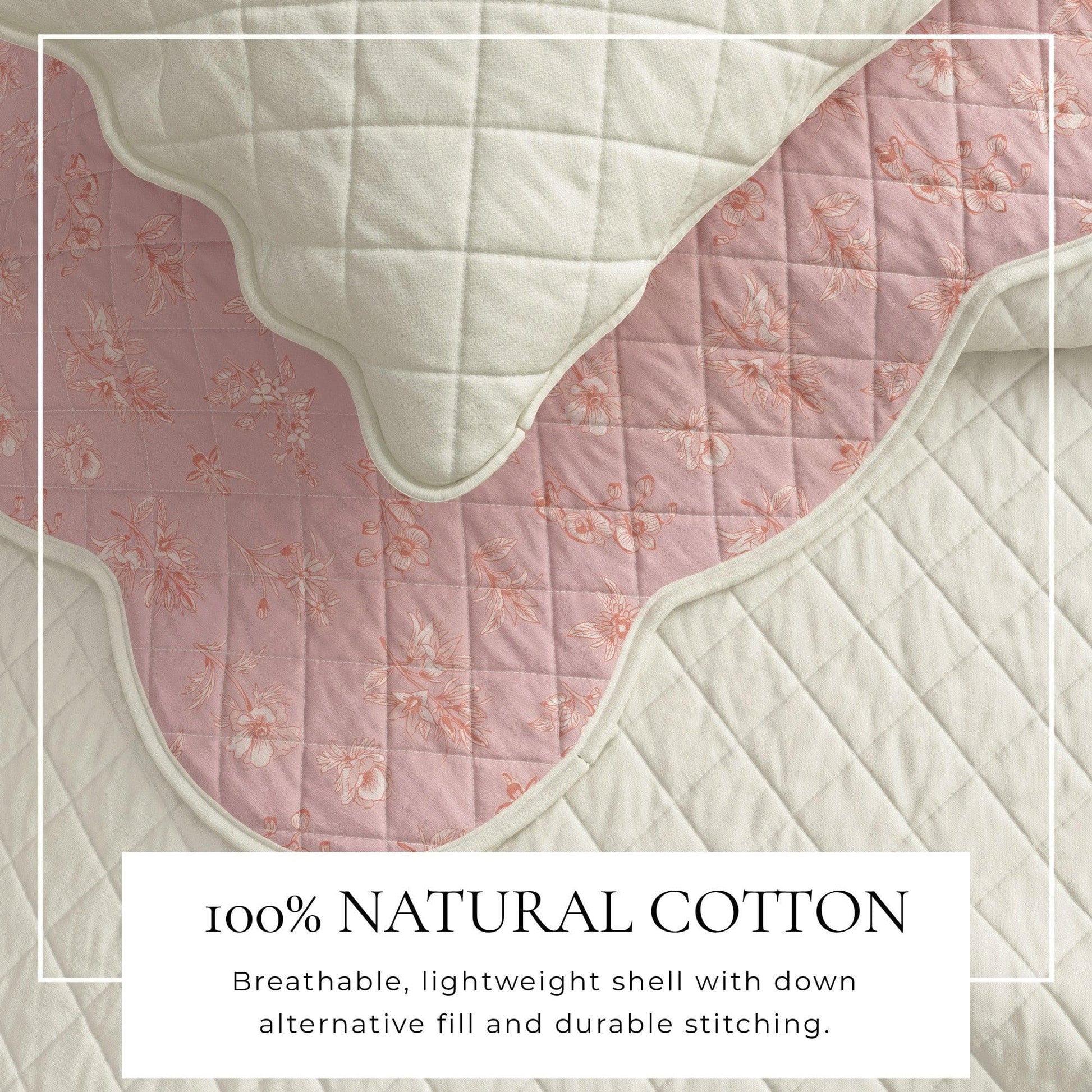 Sleep City Twin / Twin XL / Spring Petals Lavender Quilts & Comforters Floral Print & Scallopeded Edge Cotton Quilt Set - Sandie Collection Great Bay Home