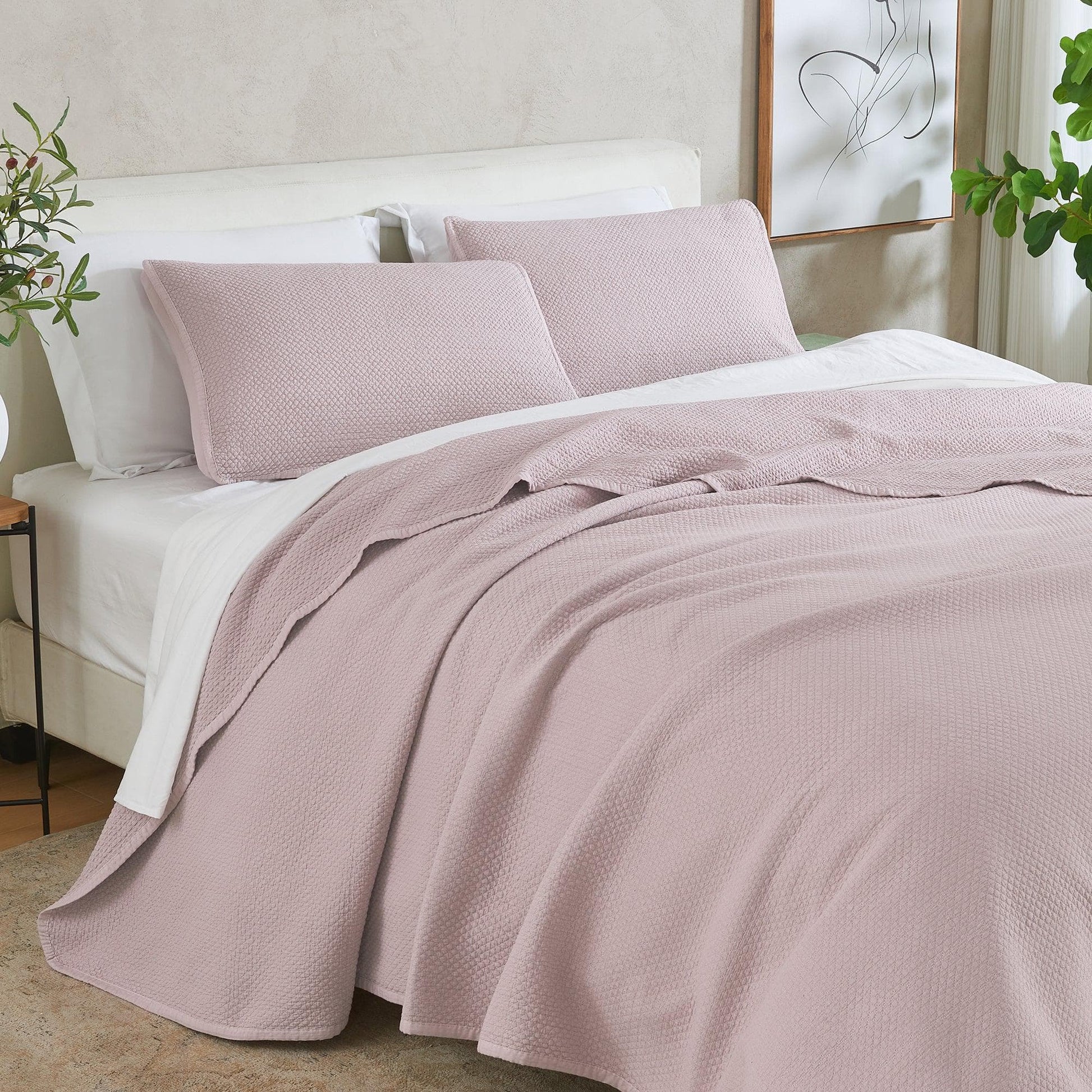 Sleep City King / Rose Pink Quilts & Comforters Stonewashed Relaxed Quilt Set - Vittoria Collection Great Bay Home