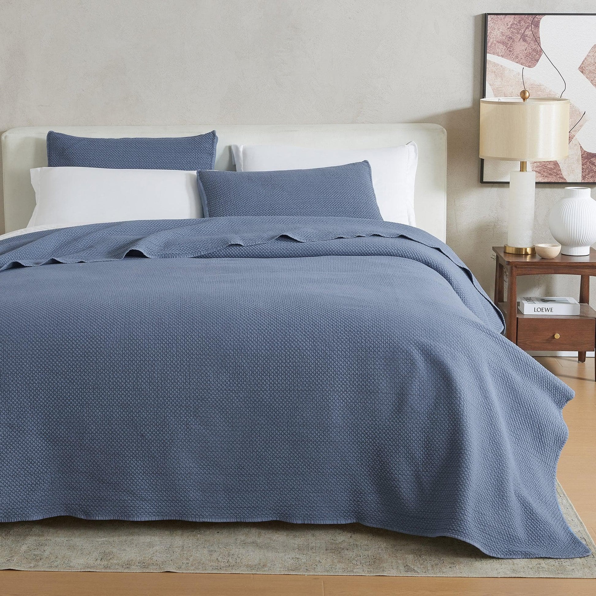 Sleep City King / Denim Blue Quilts & Comforters Stonewashed Relaxed Quilt Set - Vittoria Collection Great Bay Home