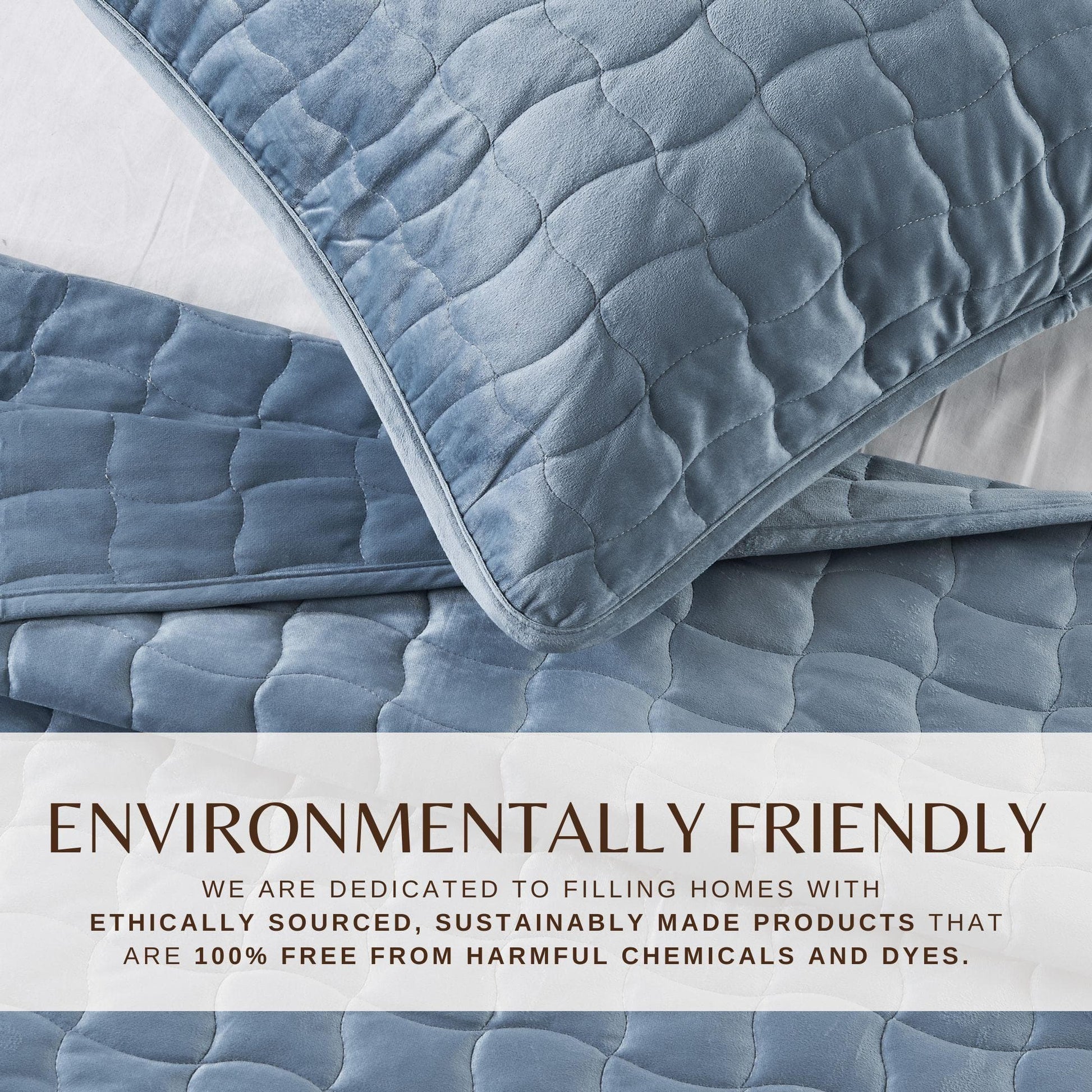 Sleep City Twin / Twin XL / Steel Blue Quilts & Comforters Velvet Box-Stitched Quilt Set - Vivica Collection Great Bay Home