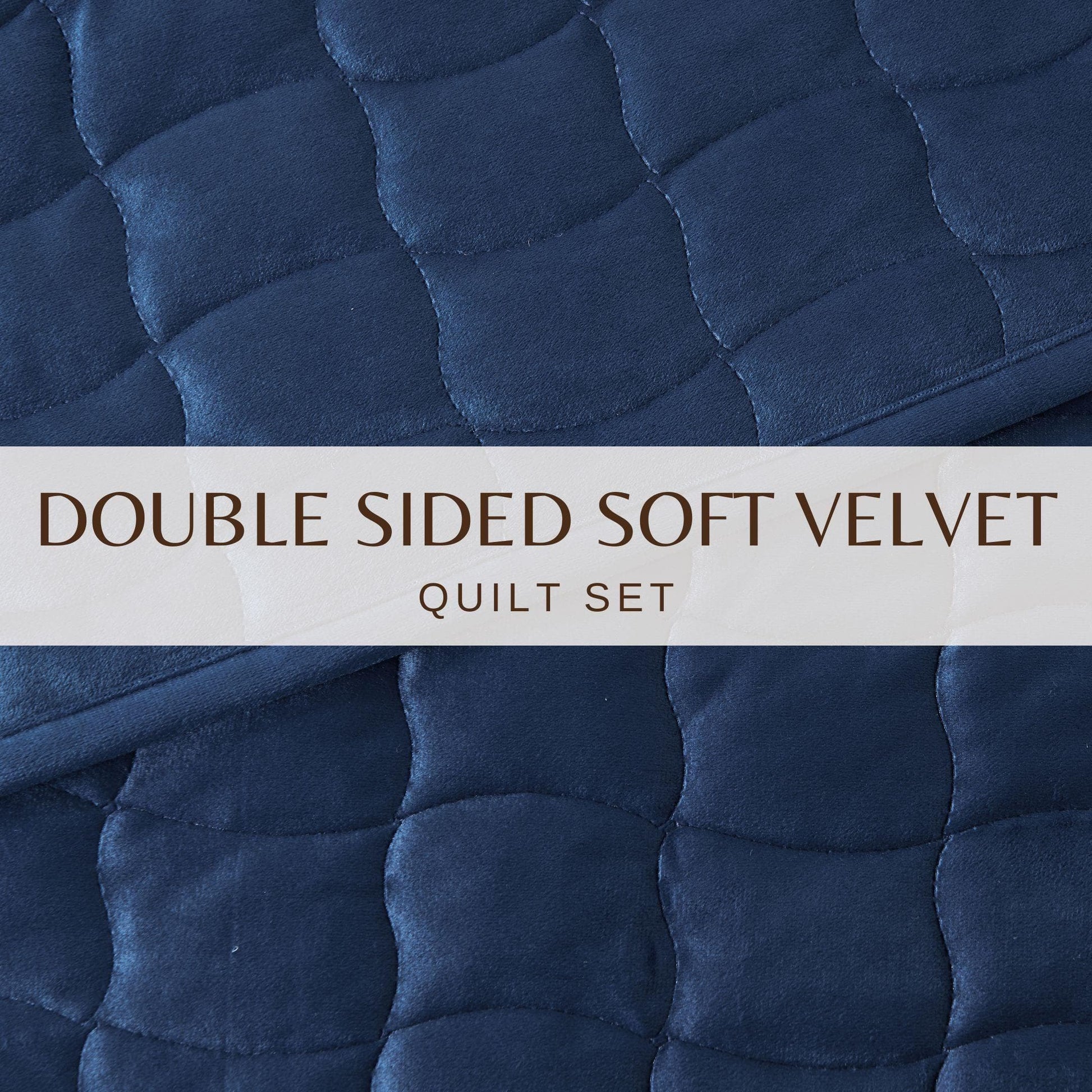 Sleep City Twin / Twin XL / Steel Blue Quilts & Comforters Velvet Box-Stitched Quilt Set - Vivica Collection Great Bay Home