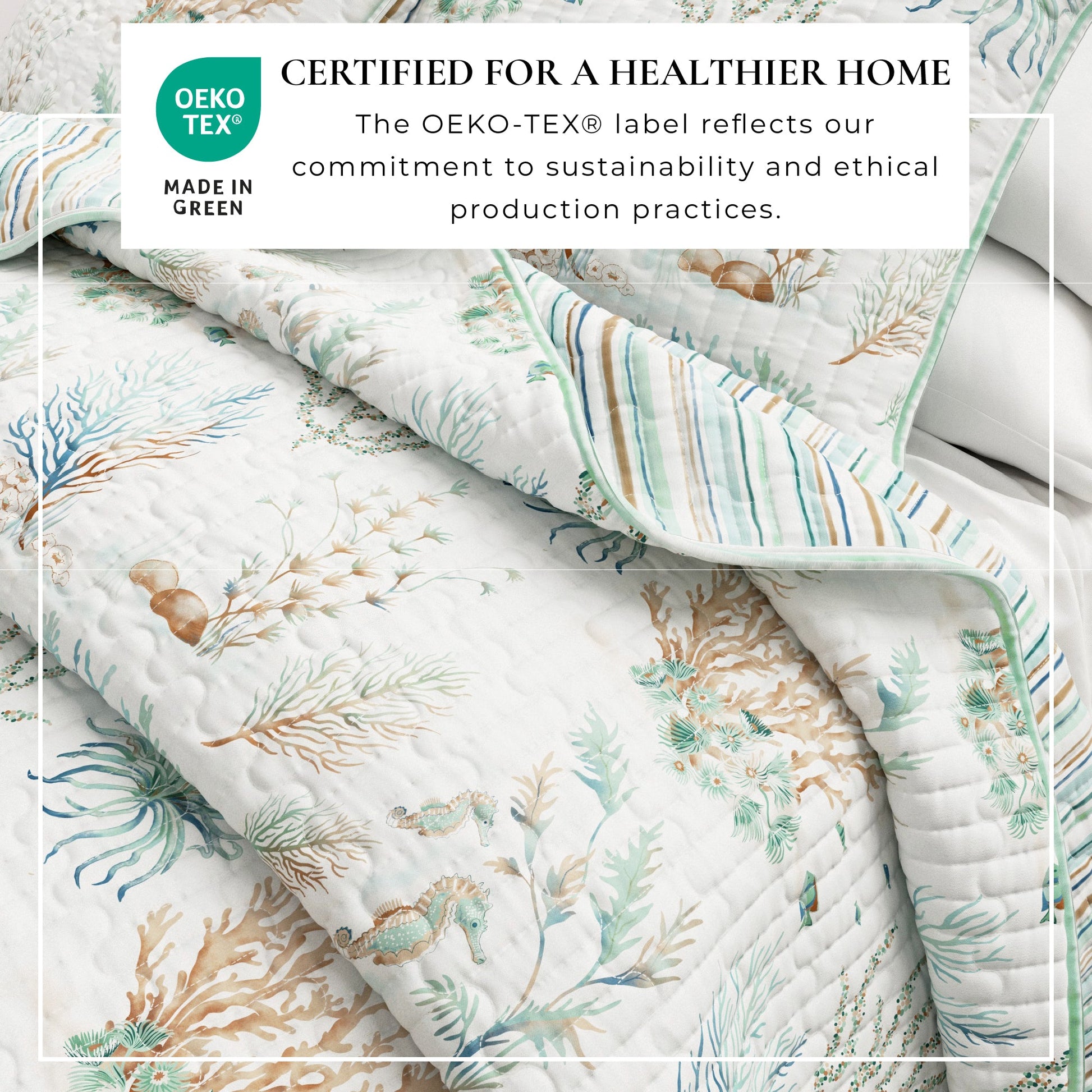 Sleep City Twin / Twin XL / Aqua Grove Quilts & Comforters Coastal Printed Cotton Quilt Set - Santa Barbara Collection Great Bay Home