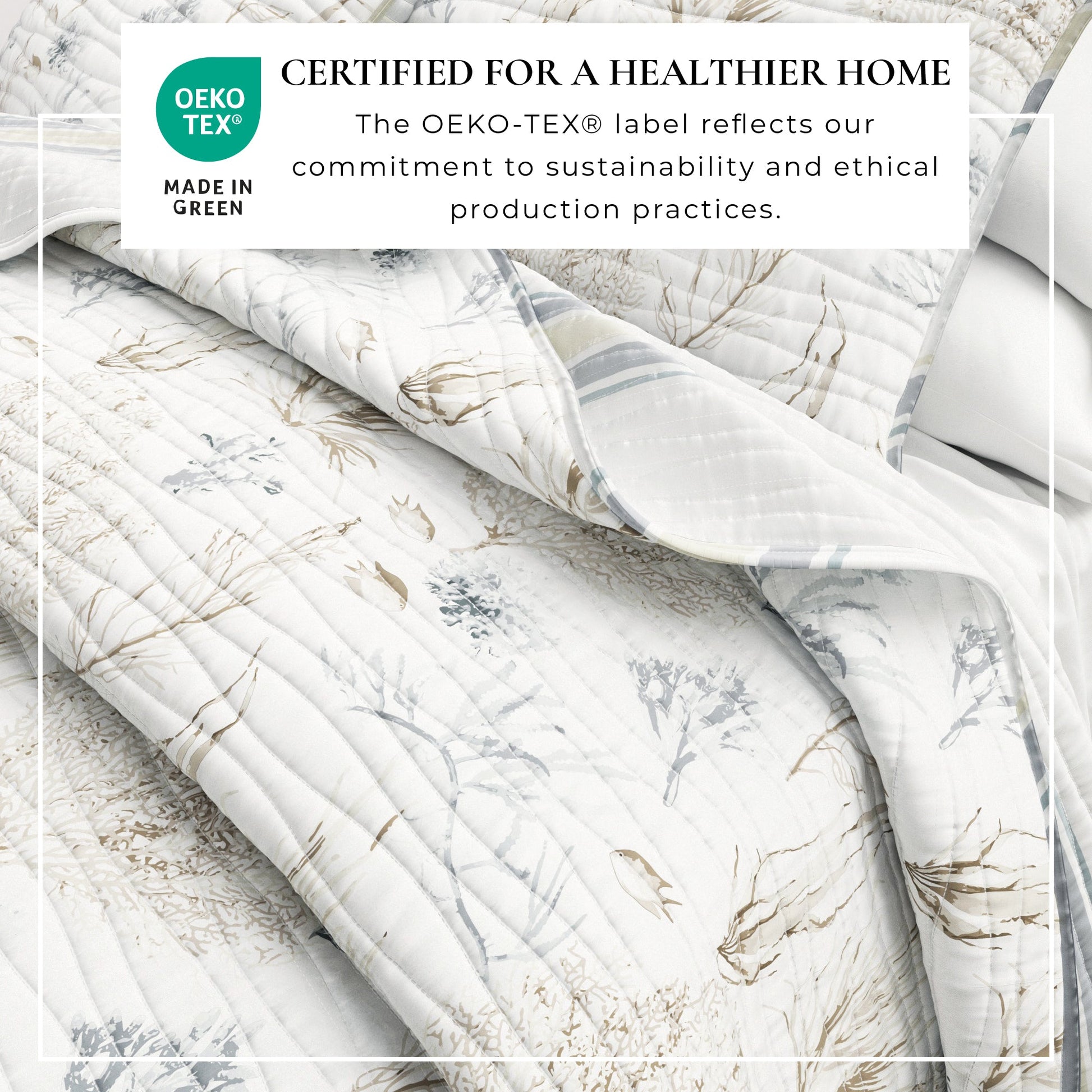 Sleep City Twin / Twin XL / Sea Maze Quilts & Comforters Coral Sea Maze Coastal Quilt Set - Newcomb Collection Great Bay Home