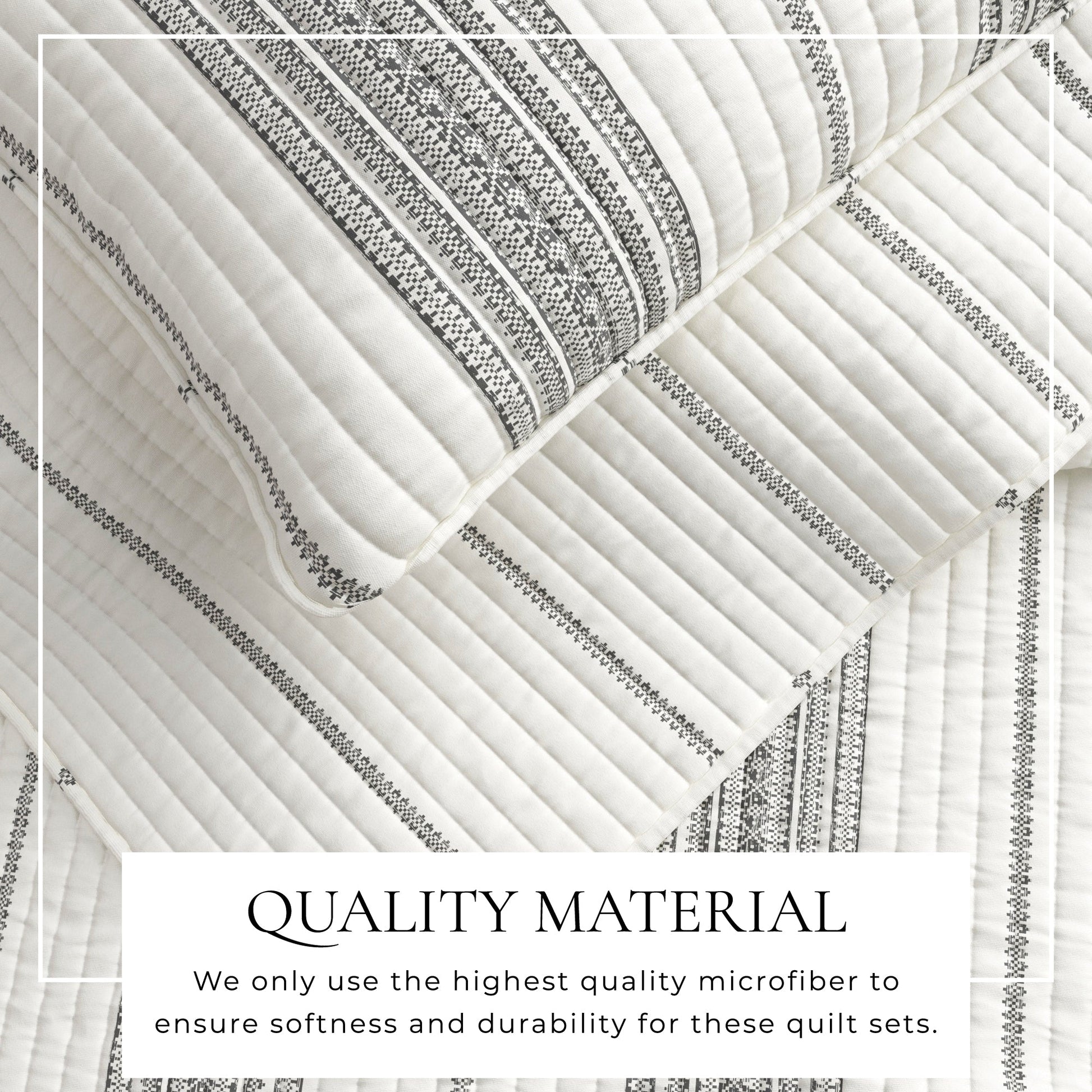 Sleep City Twin / Twin XL / White / Navy Quilts & Comforters 3-Piece Stripe Quilt - Wesley Collection Great Bay Home