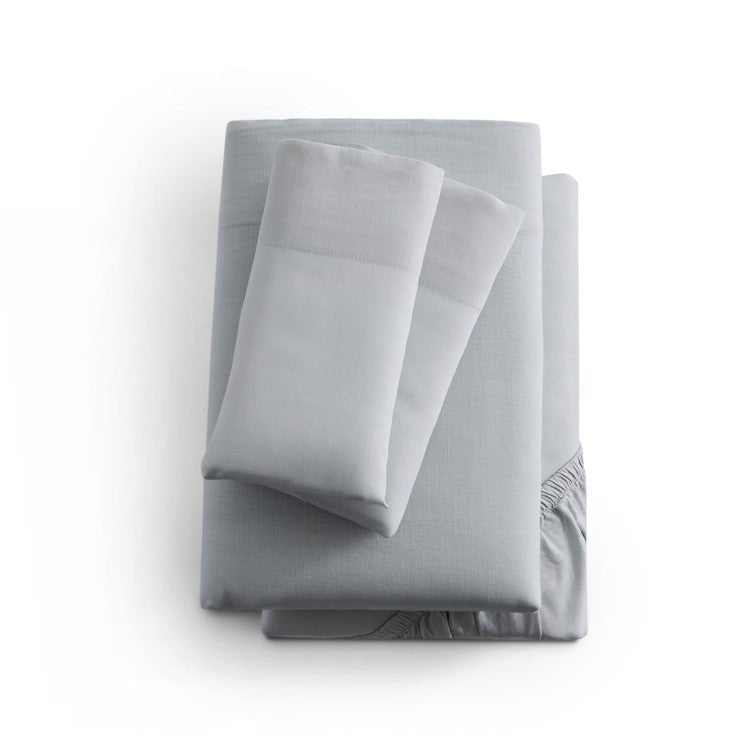 Sleep City Twin / Fog Sheet set Linen-Weave Cotton Sheet Set Malouf