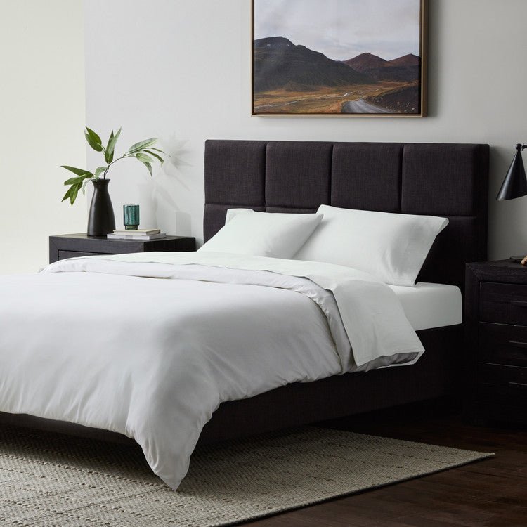 Sleep City Twin / White Sheet set Linen-Weave Cotton Sheet Set Malouf