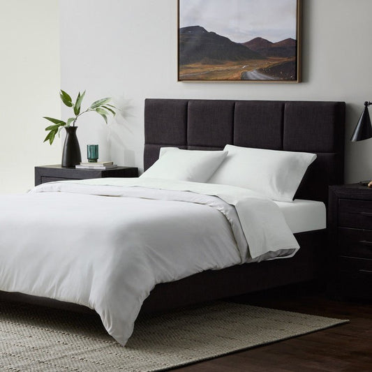 Sleep City Twin / White Sheet set Linen-Weave Cotton Sheet Set Malouf