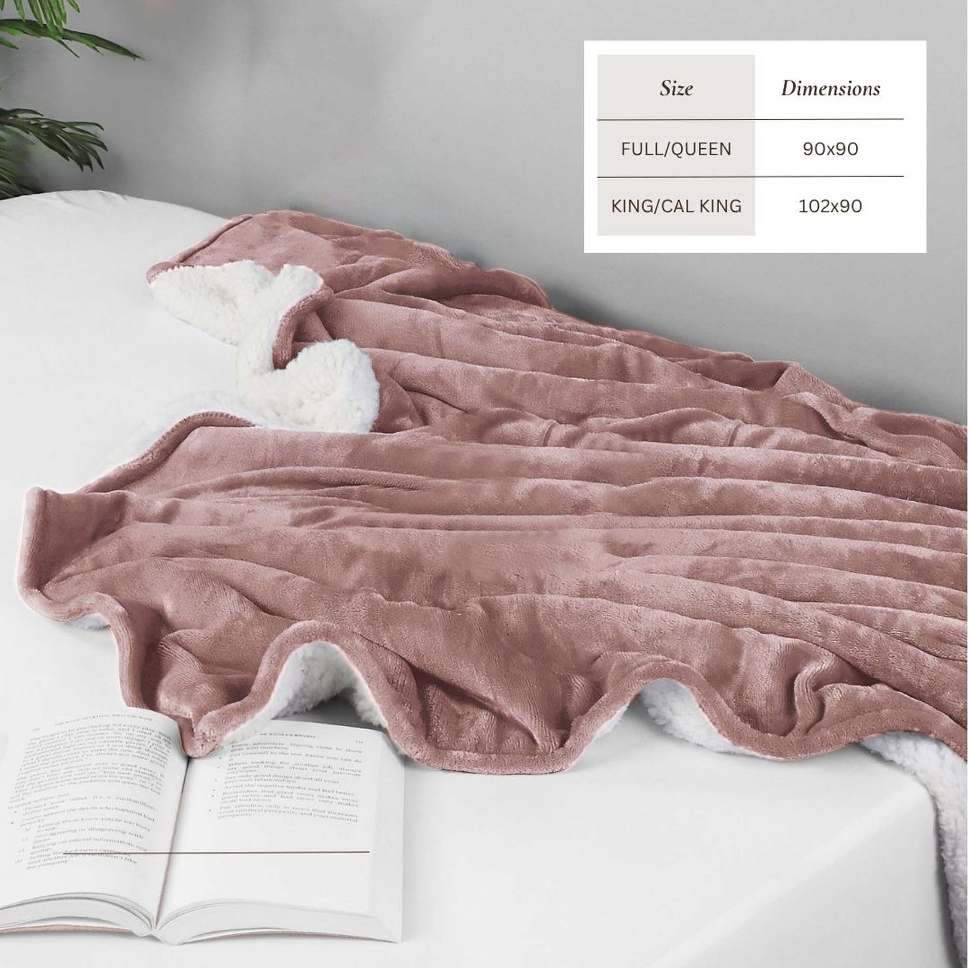 Sleep City Full / Queen / White Blankets Velvet Plush Sherpa Bed Blanket - Sherpa Fleece Collection Great Bay Home