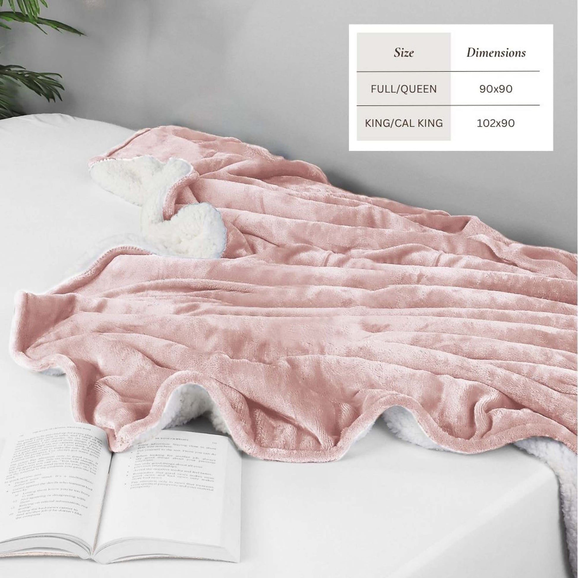 Sleep City Full / Queen / White Blankets Velvet Plush Sherpa Bed Blanket - Sherpa Fleece Collection Great Bay Home