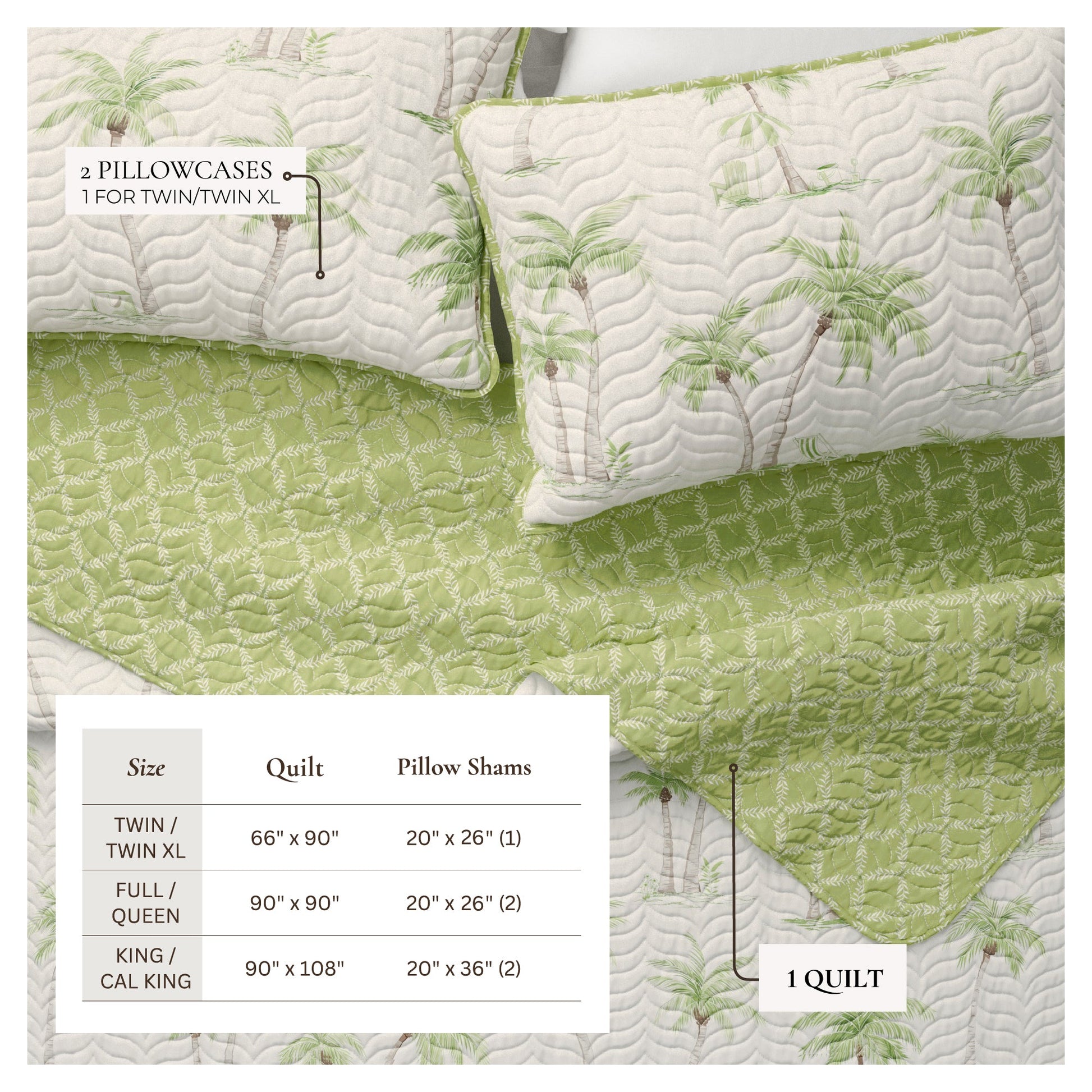 Sleep City Twin / Twin XL / West Palm Trees Quilts & Comforters West Palm Trees Coastal Quilt Set - Coronado Collection Great Bay Home