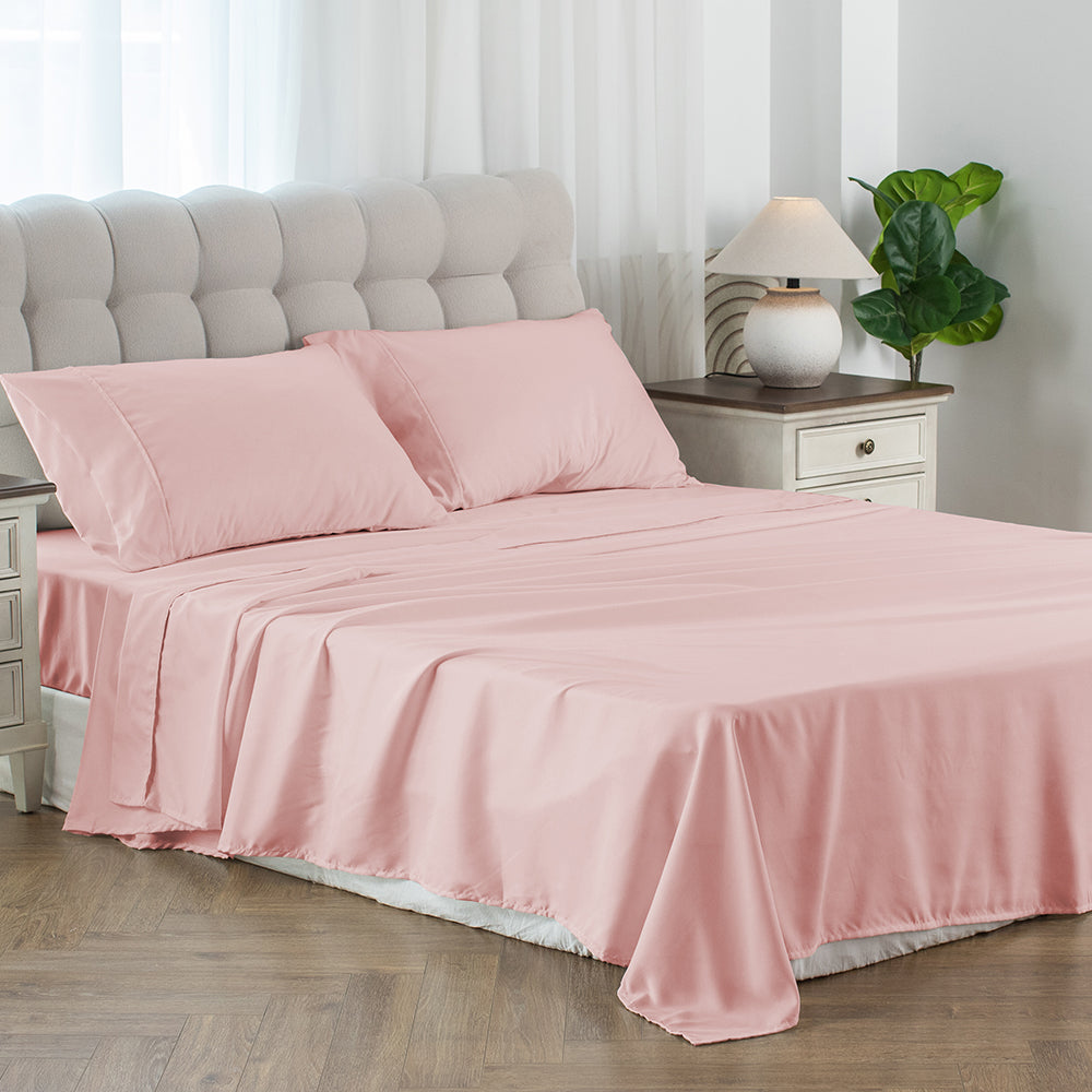 Sleep City Twin / Pink Sheet Set Kasentex Soft Sheet Bedding Set in Deep Pocket, Hypoallergenic and Breathable, Room Decor, Graduation Gifts Kasentex