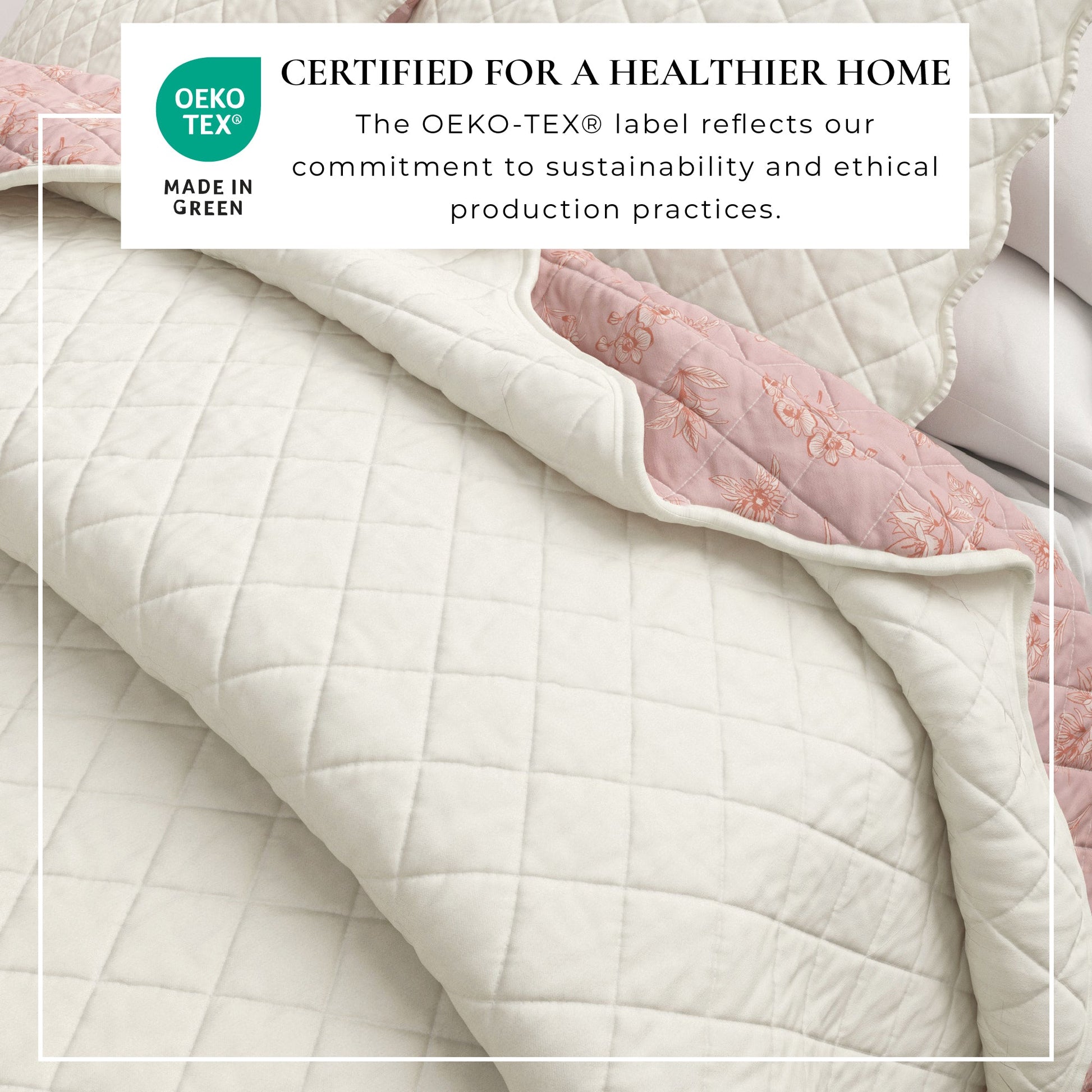 Sleep City Twin / Twin XL / Spring Petals Lavender Quilts & Comforters Floral Print & Scallopeded Edge Cotton Quilt Set - Sandie Collection Great Bay Home