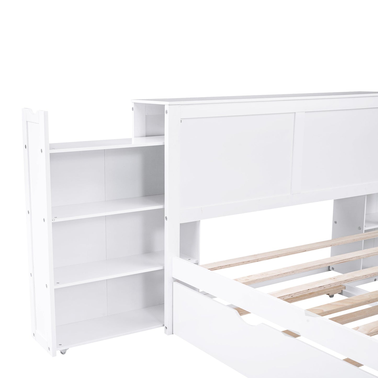 White trundle bed with storage full size over twin