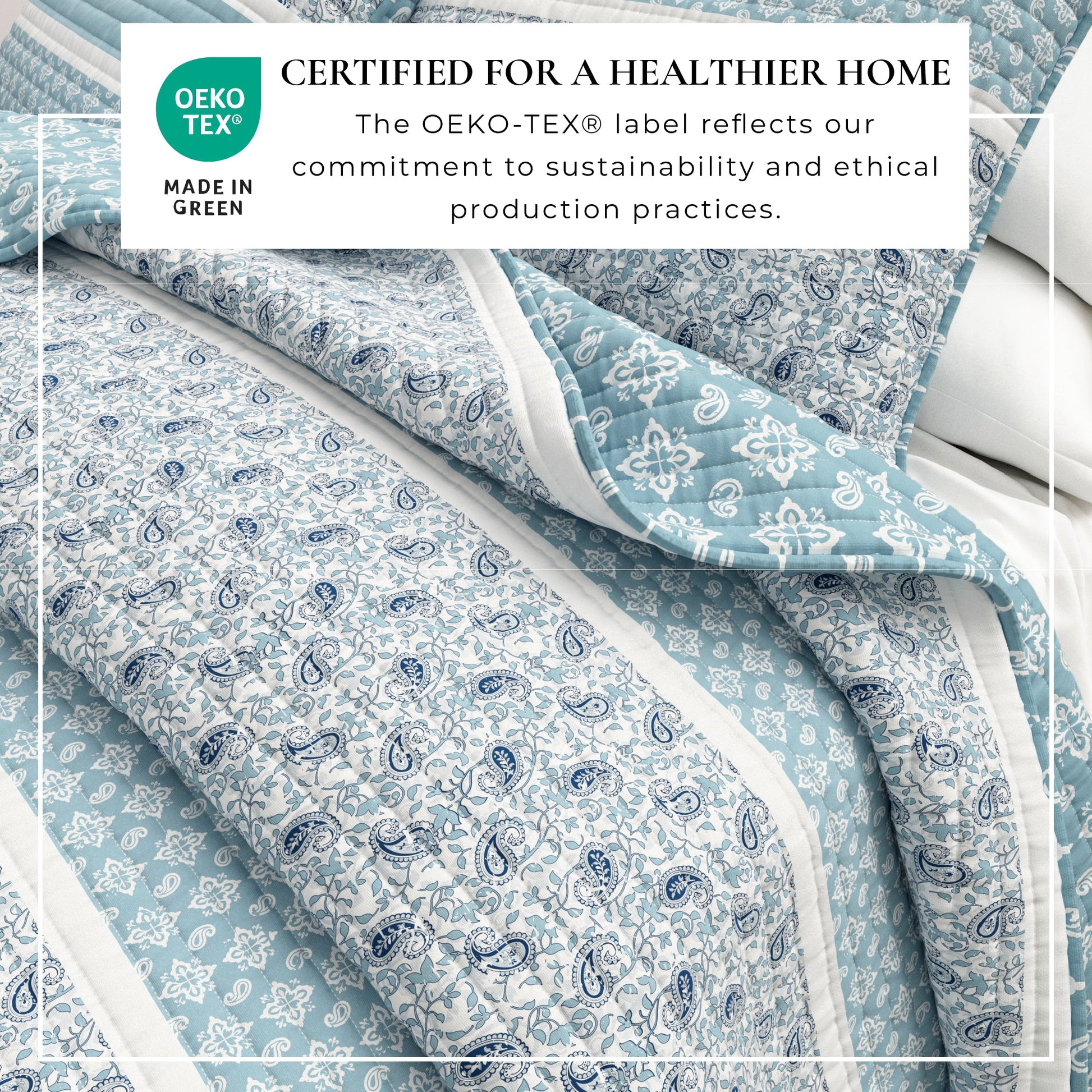 Sleep City Twin / Twin XL / Blue Quilts & Comforters 3-Piece Stripe Quilt - Kadi Collection Great Bay Home