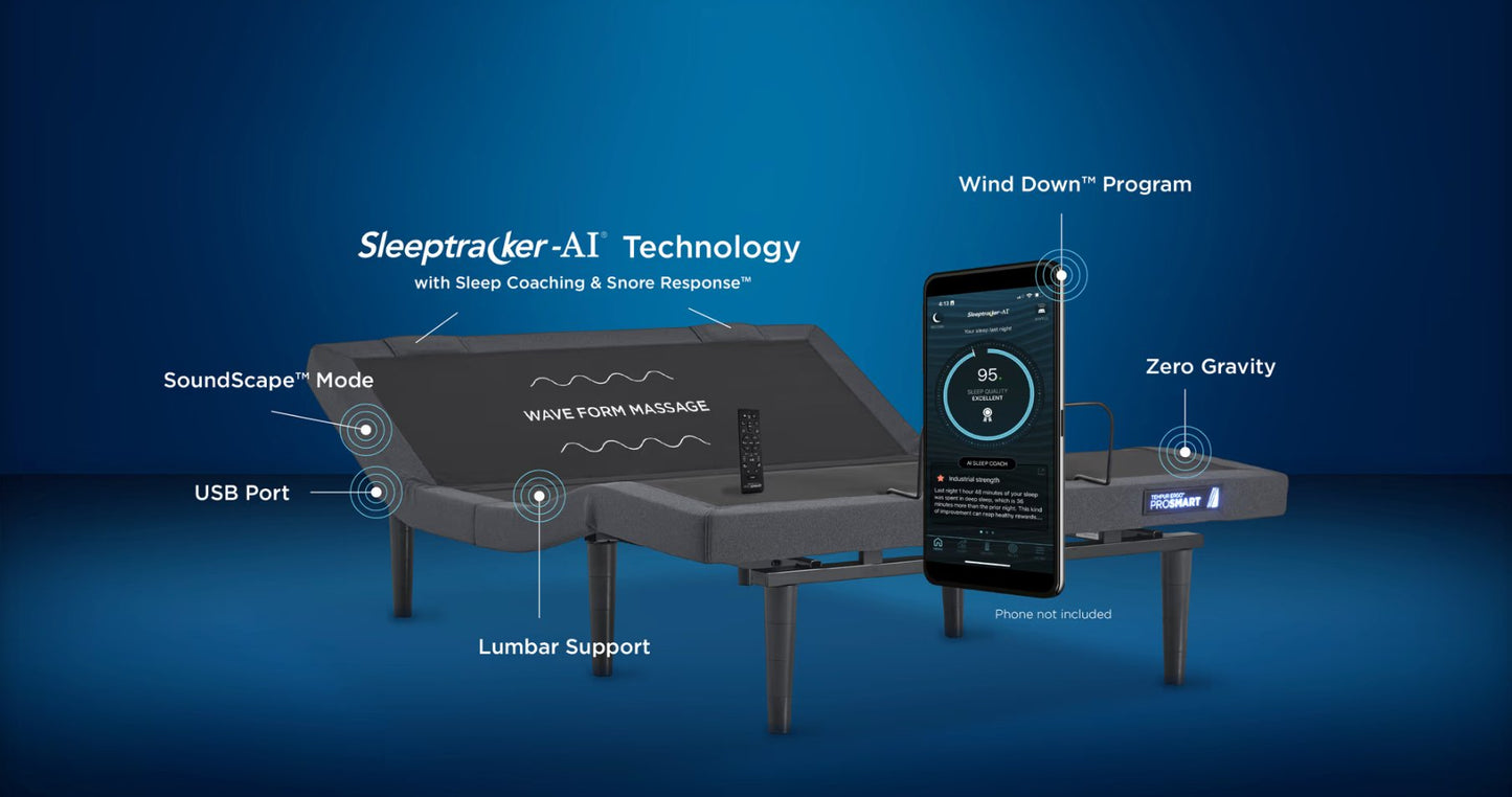 Sleep City Twin XL Adjustable Bed Frame TEMPUR-Ergo® ProSmart® Base Tempur-Pedic®
