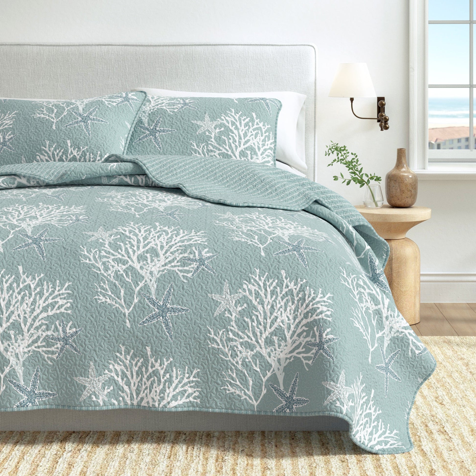 Sleep City Twin / Twin XL / Pearl Blue Quilts & Comforters Fenwick Collection Quilt Set Great Bay Home