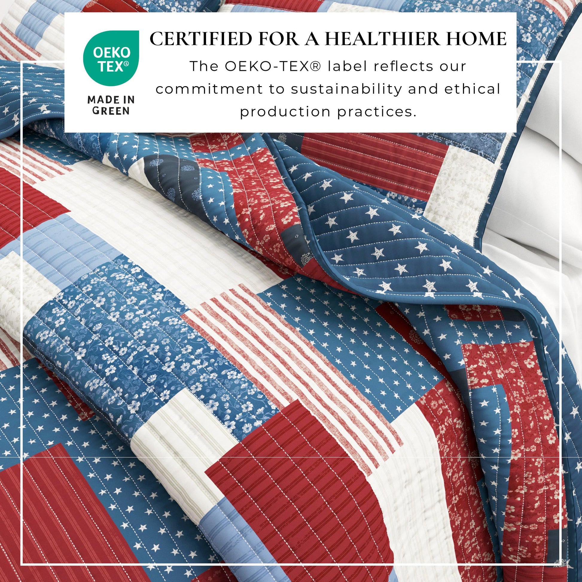 Sleep City Twin / Twin XL / Americana Patchwork Quilts & Comforters Americana Patchwork Quilt Set - Lowel Collection Great Bay Home