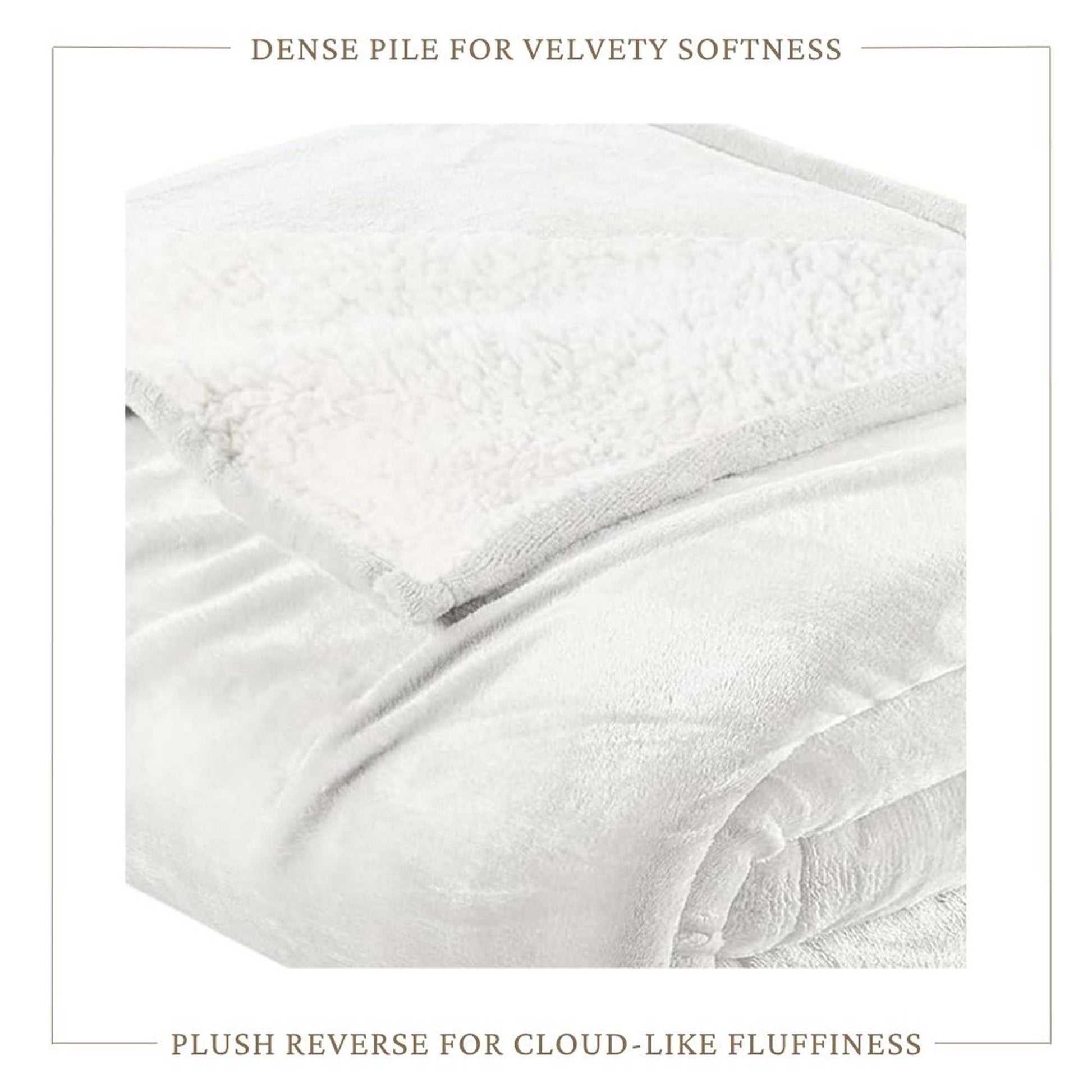 Sleep City Full / Queen / White Blankets Velvet Plush Sherpa Bed Blanket - Sherpa Fleece Collection Great Bay Home