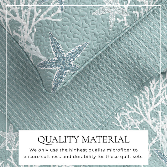 Sleep City Twin / Twin XL / Pearl Blue Quilts & Comforters Fenwick Collection Quilt Set Great Bay Home