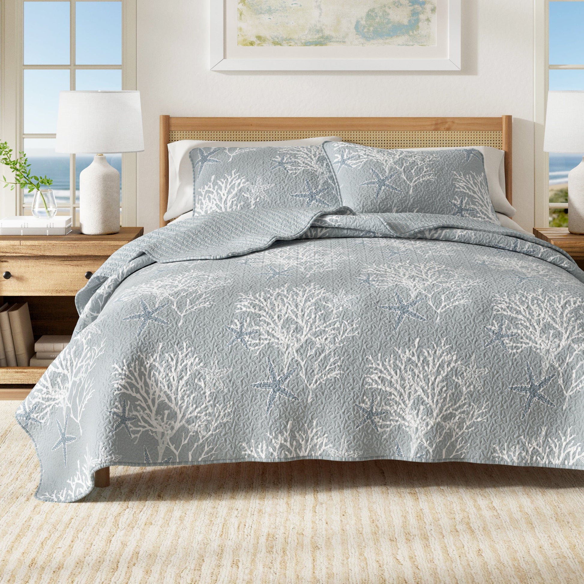Sleep City Twin / Twin XL / Pearl Blue Quilts & Comforters Fenwick Collection Quilt Set Great Bay Home