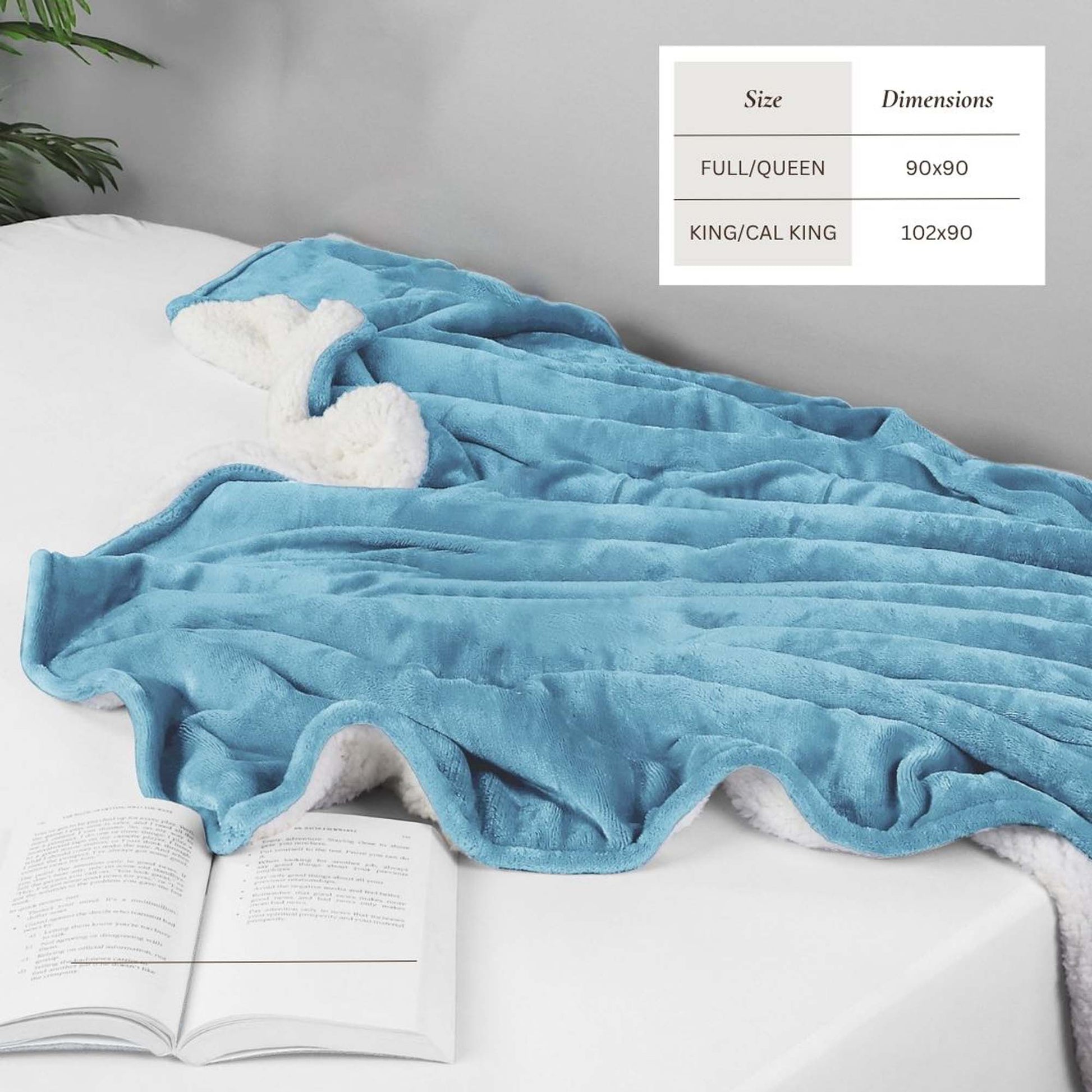 Sleep City Full / Queen / White Blankets Velvet Plush Sherpa Bed Blanket - Sherpa Fleece Collection Great Bay Home