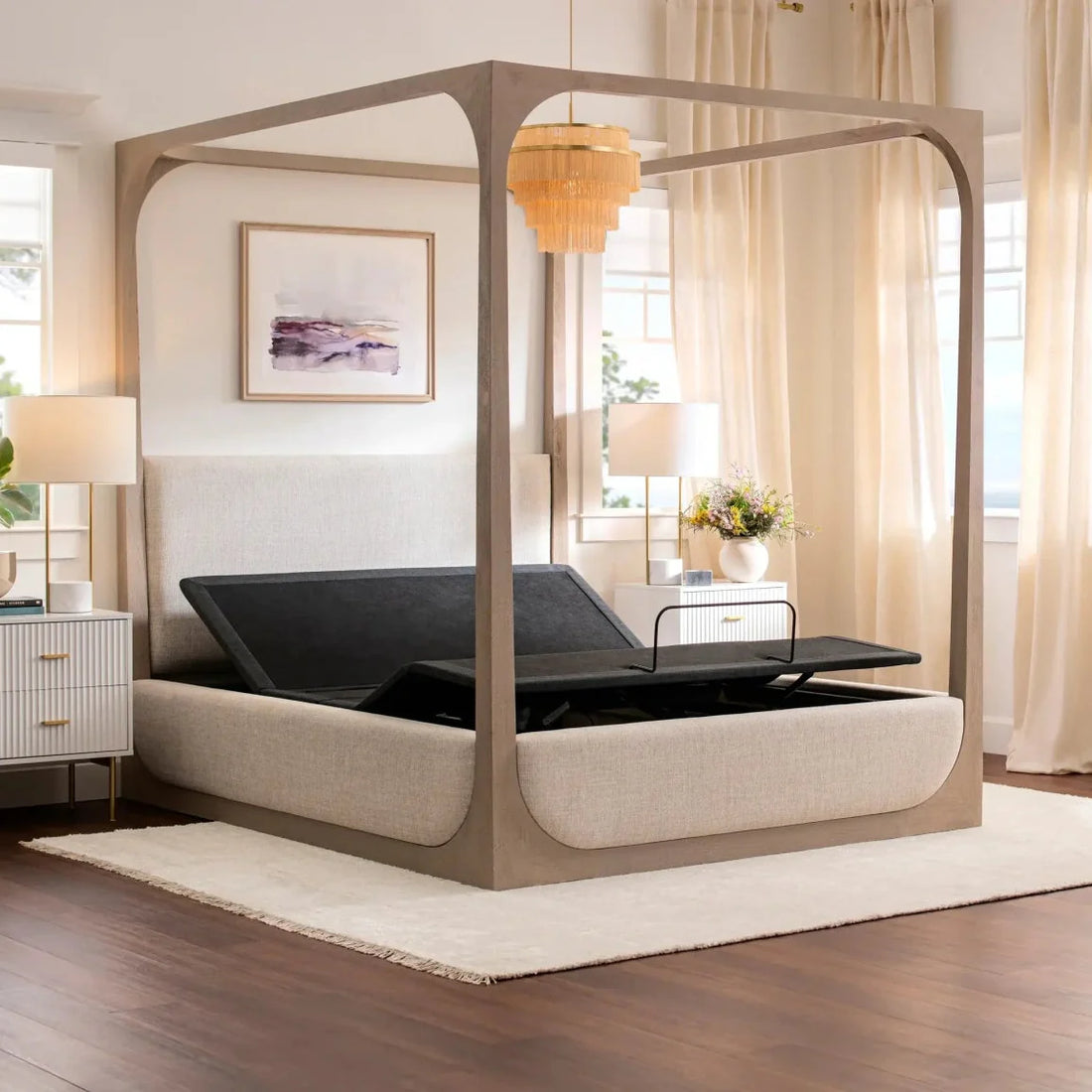 adjustable smart base in modern bedroom