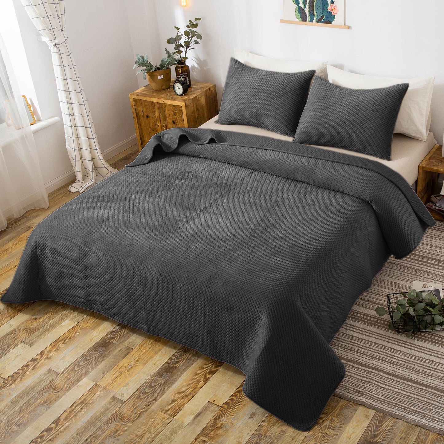 Sleep City Queen / Dusty Rose Bedspread Kasentex All Season Cozy Velvet Quilt Set with Shams, Queen, King, Room Decor, Graduation Gifts Kasentex