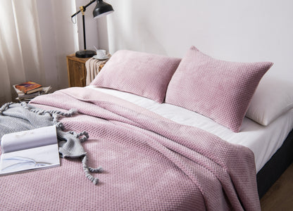 Sleep City Queen / Dusty Rose Bedspread Kasentex All Season Cozy Velvet Quilt Set with Shams, Queen, King, Room Decor, Graduation Gifts Kasentex