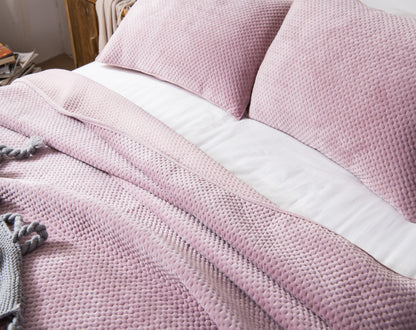 Sleep City Queen / Dusty Rose Bedspread Kasentex All Season Cozy Velvet Quilt Set with Shams, Queen, King, Room Decor, Graduation Gifts Kasentex