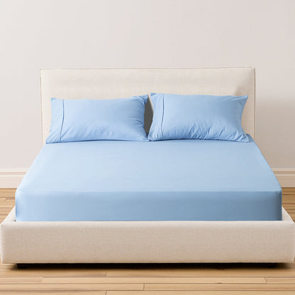 Sleep City Twin XL / Blue Sheet Set Kasentex All Season Deep Pocket Fitted Sheet Set with Pillowcases, Room Decor, Graduation Gifts Kasentex
