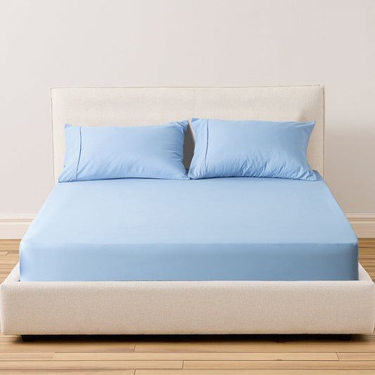 Sleep City Twin XL / Blue Sheet Set Kasentex All Season Deep Pocket Fitted Sheet Set with Pillowcases, Room Decor, Graduation Gifts Kasentex