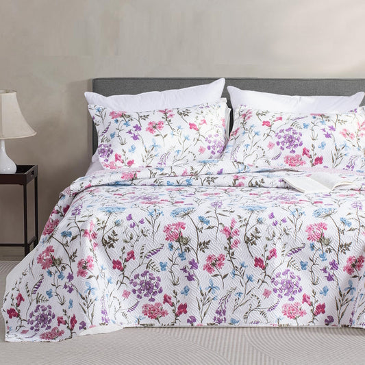 Sleep City Twin Kasentex Floral Quilt Set - Lightweight & Reversible - Cozy & Stylish Bedding - Machine Washable, Room Decor, Graduation Gifts Kasentex