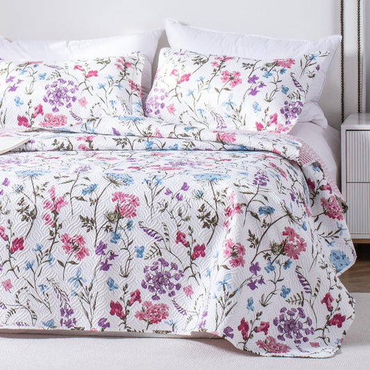 Sleep City Twin Kasentex Floral Quilt Set - Lightweight & Reversible - Cozy & Stylish Bedding - Machine Washable, Room Decor, Graduation Gifts Kasentex
