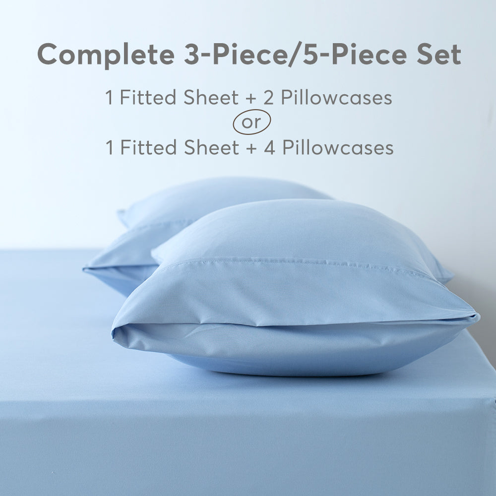 Sleep City Twin XL / Blue Sheet Set Kasentex All Season Deep Pocket Fitted Sheet Set with Pillowcases, Room Decor, Graduation Gifts Kasentex