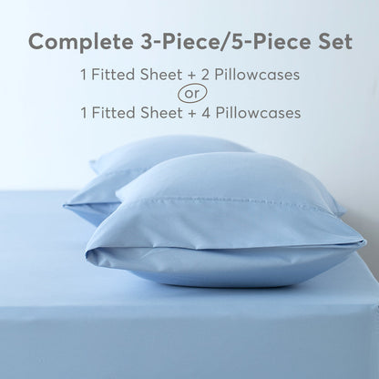 Sleep City Twin XL / Blue Sheet Set Kasentex All Season Deep Pocket Fitted Sheet Set with Pillowcases, Room Decor, Graduation Gifts Kasentex