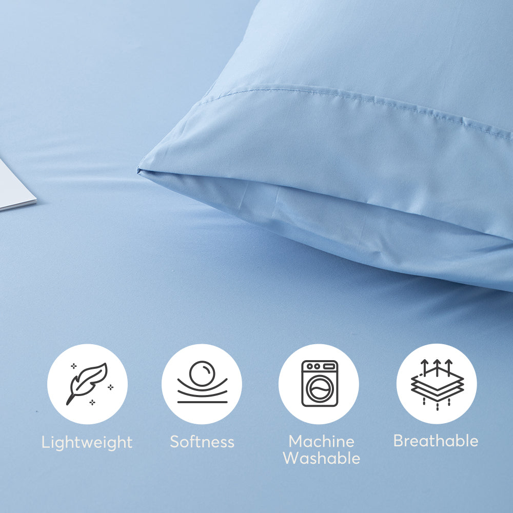 Sleep City Twin XL / Blue Sheet Set Kasentex All Season Deep Pocket Fitted Sheet Set with Pillowcases, Room Decor, Graduation Gifts Kasentex