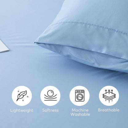 Sleep City Twin XL / Blue Sheet Set Kasentex All Season Deep Pocket Fitted Sheet Set with Pillowcases, Room Decor, Graduation Gifts Kasentex