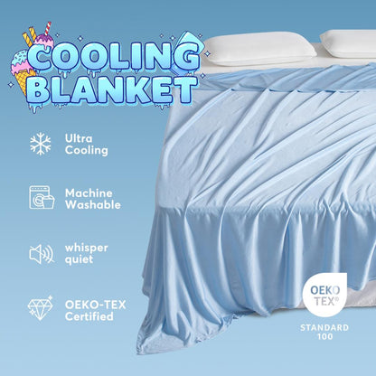 Sleep City Throw / Blue Throw Blanket Kasentex All Season Ultra Soft Silky Cooling Blanket, Hypoallergenic and Breathable Kasentex