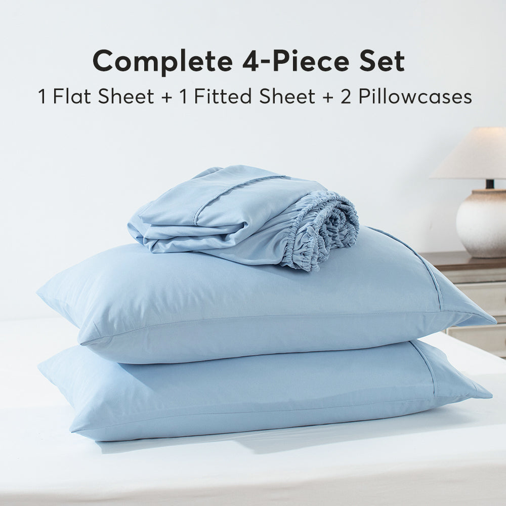 Sleep City Twin / Blue Sheet Set Kasentex Soft Sheet Bedding Set in Deep Pocket, Hypoallergenic and Breathable, Room Decor, Graduation Gifts Kasentex