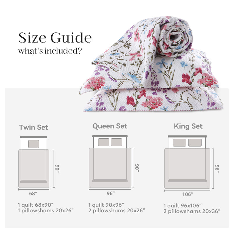 Sleep City Twin Kasentex Floral Quilt Set - Lightweight & Reversible - Cozy & Stylish Bedding - Machine Washable, Room Decor, Graduation Gifts Kasentex
