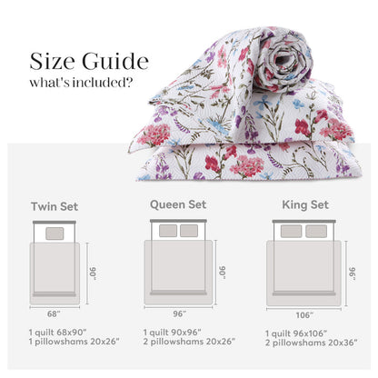 Sleep City Twin Kasentex Floral Quilt Set - Lightweight & Reversible - Cozy & Stylish Bedding - Machine Washable, Room Decor, Graduation Gifts Kasentex