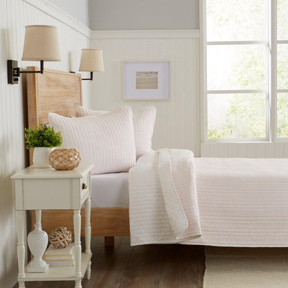 Sleep City Twin / Blue Quilts 3-Piece Stripe Quilt - Marcie Collection Great Bay Home