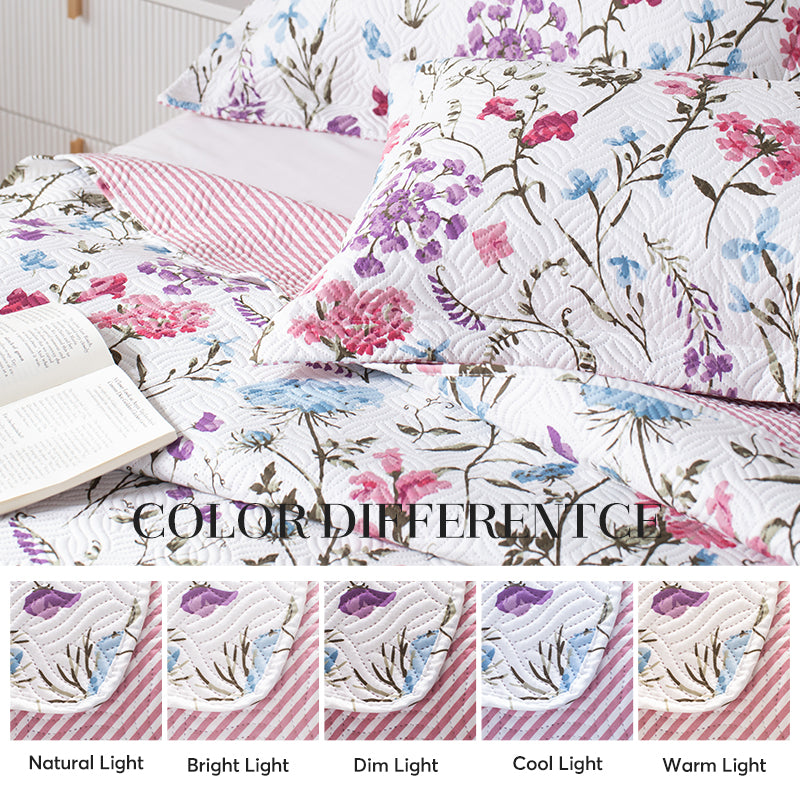 Sleep City Twin Kasentex Floral Quilt Set - Lightweight & Reversible - Cozy & Stylish Bedding - Machine Washable, Room Decor, Graduation Gifts Kasentex