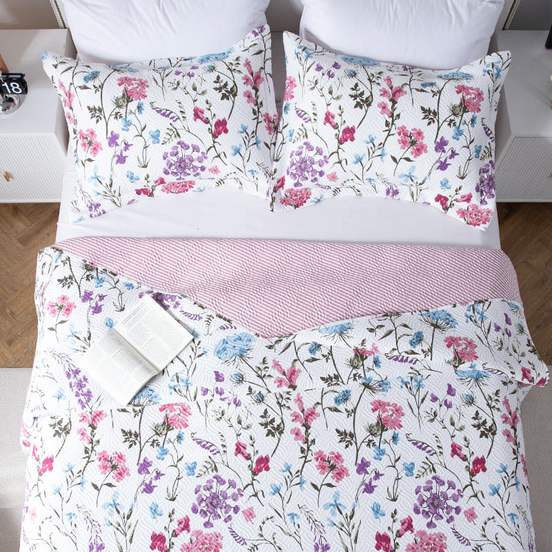 Sleep City Twin Kasentex Floral Quilt Set - Lightweight & Reversible - Cozy & Stylish Bedding - Machine Washable, Room Decor, Graduation Gifts Kasentex