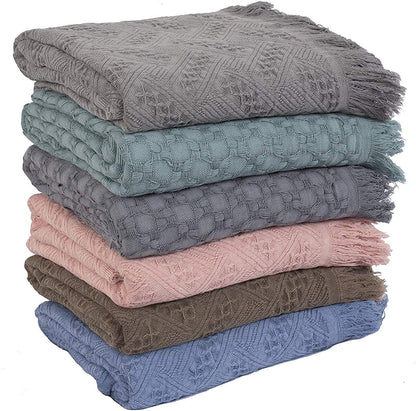 Sleep City Chargoal grey Throw Blanket Kasentex 100% Cotton Soft Knitted Throw Blanket, Room Decor, Graduation Gifts, Fathers Day Gift, Mom Gift Kasentex