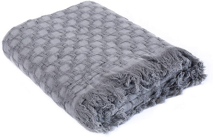 Sleep City Chargoal grey Throw Blanket Kasentex 100% Cotton Soft Knitted Throw Blanket, Room Decor, Graduation Gifts, Fathers Day Gift, Mom Gift Kasentex